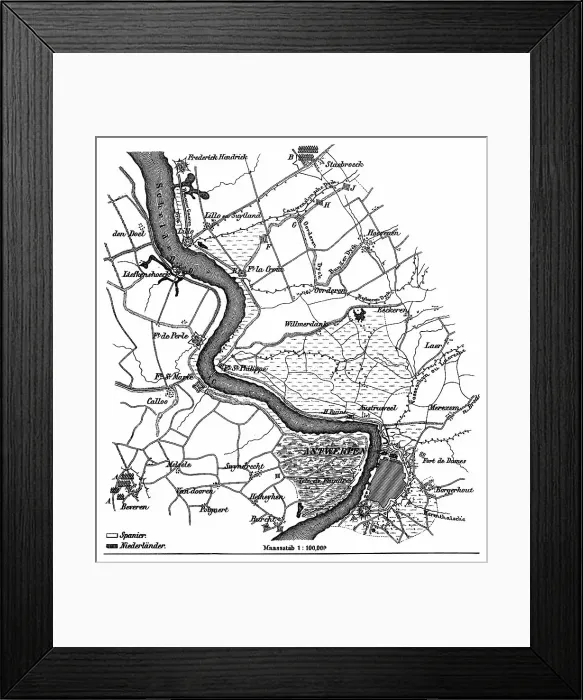 Framed Print : Old engraved map of the siege of Antwerp by Alexander Farnese from 10. 07. 1584 to 17. 08. 1585 Framed Print : Old engraved map of the siege of Antwerp by Alexander Farnese from 10. 07. 1584 to 17. 08. 1585
