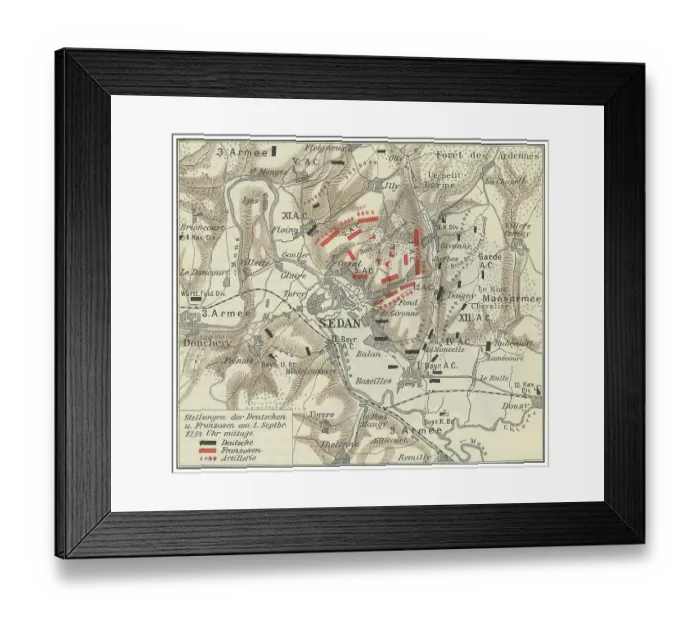 Framed Print : Old engraved map of Battle of Sedan, fought during the Franco-Prussian War from 1 to 2 September 1870 Framed Print : Old engraved map of Battle of Sedan, fought during the Franco-Prussian War from 1 to 2 September 1870