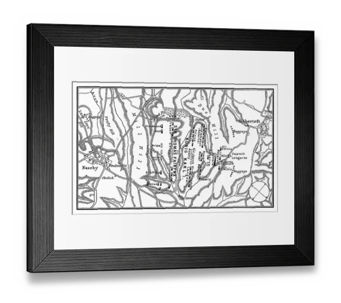 Framed Print : Old engraved map of Battle of Naseby (14. 06. 1645) - part of First English Civil War Framed Print : Old engraved map of Battle of Naseby (14. 06. 1645) - part of First English Civil War