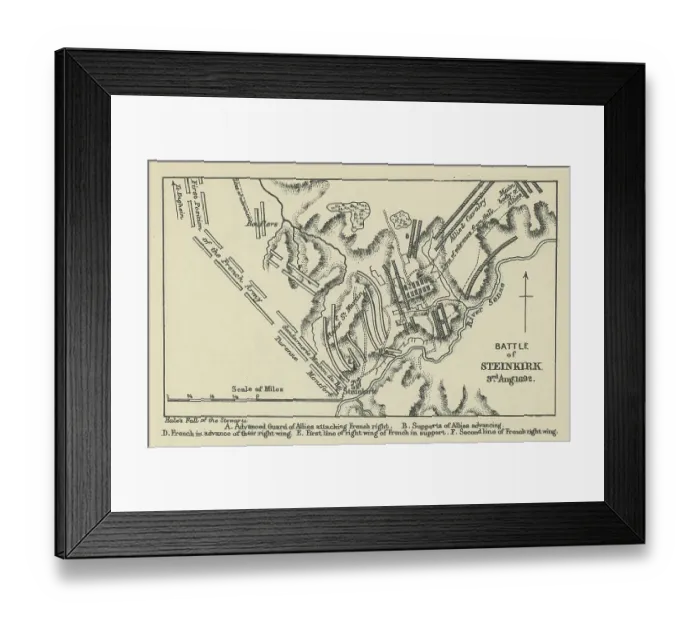 Framed Print : Old engraved map of Battle of Steinkirk, Steenkerke, Steenkirk or Steinkirk (03. 08. 1692) during the Nine Years War