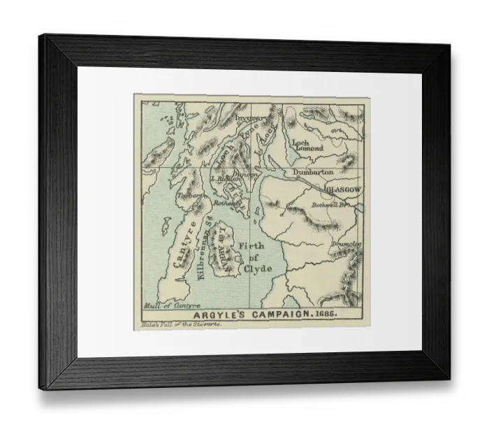 Framed Print : Old engraved map of Argyll's Rising, also known as Argyll's Rebellion, was an attempt in June 1685 to overthrow James II and VII Framed Print : Old engraved map of Argyll's Rising, also known as Argyll's Rebellion, was an attempt in June 1685 to overthrow James II and VII