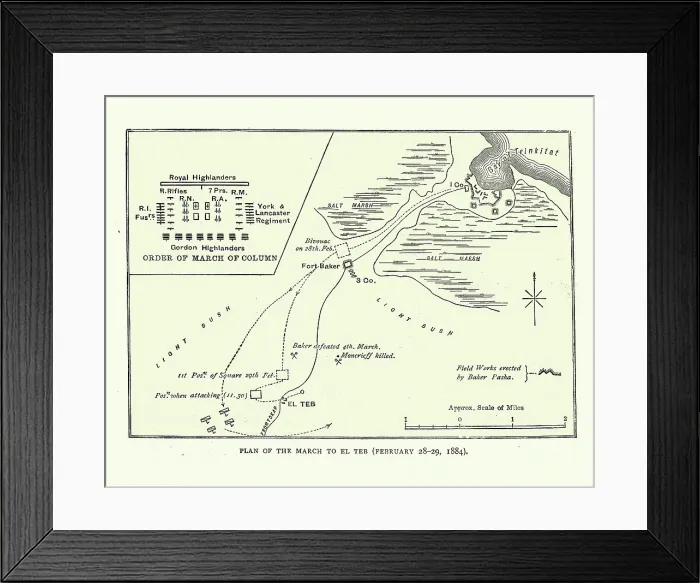 Framed Print : British plan of march on to the Second Battle of El Teb Framed Print : British plan of march on to the Second Battle of El Teb