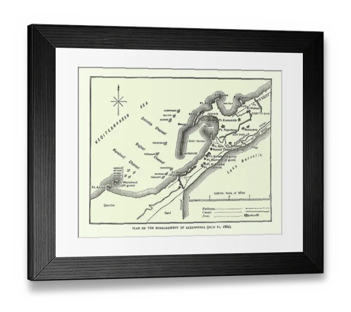 Framed Print : Battle plan of Bombardment of Alexandria by the British warships Framed Print : Battle plan of Bombardment of Alexandria by the British warships