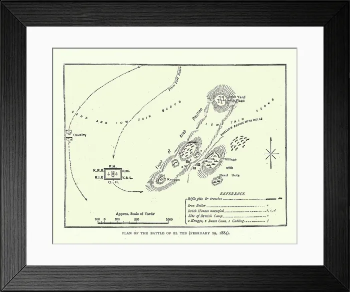 Framed Print : Plan of the Second Battle of El Teb February 29, 1884 Framed Print : Plan of the Second Battle of El Teb February 29, 1884