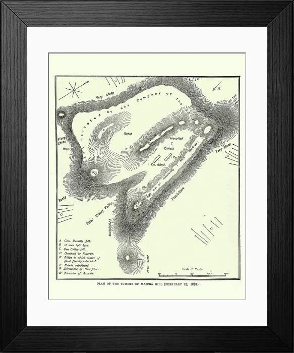 Framed Print : Plan of Battle of Majuba Hill, First Boer War