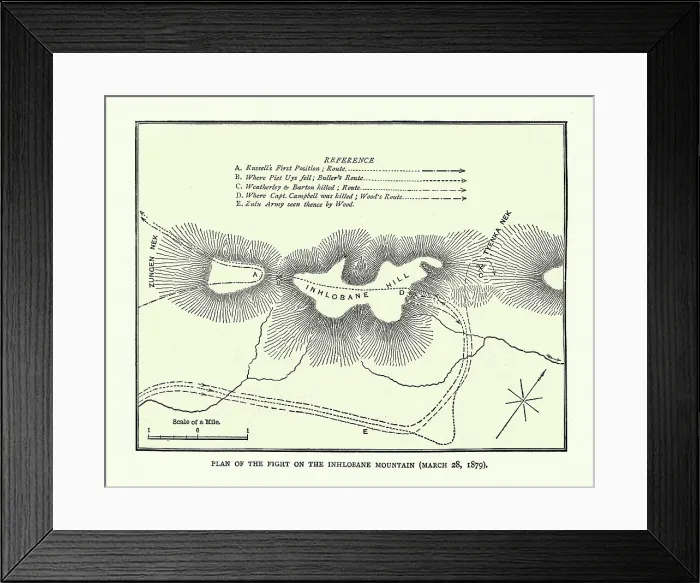 Framed Print : Plan of the Battle of Hlobane, Anglo Zulu war Framed Print : Plan of the Battle of Hlobane, Anglo Zulu war