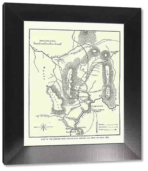 Map of the area around Isandlwana, Anglo-Zulu War, 1879