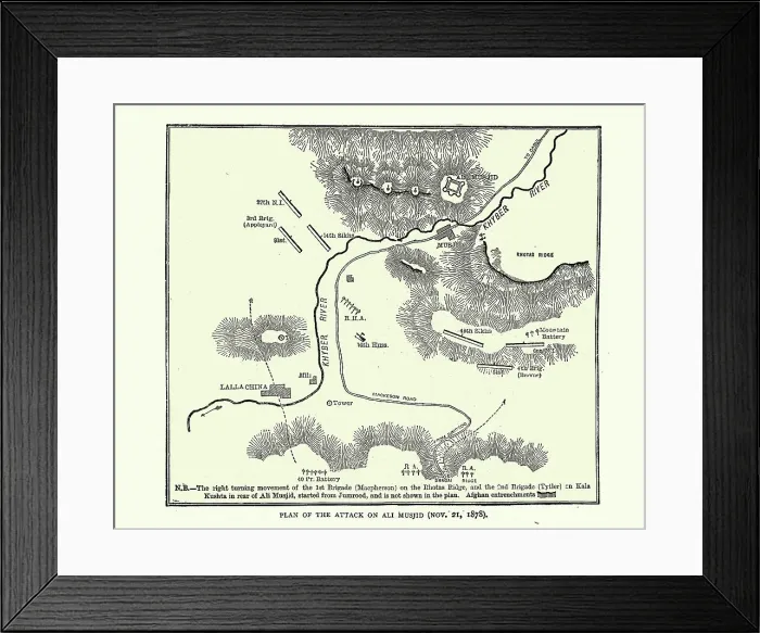 Framed Print : Plan of British attack on Ali Masjid Fort, 1878 Framed Print : Plan of British attack on Ali Masjid Fort, 1878