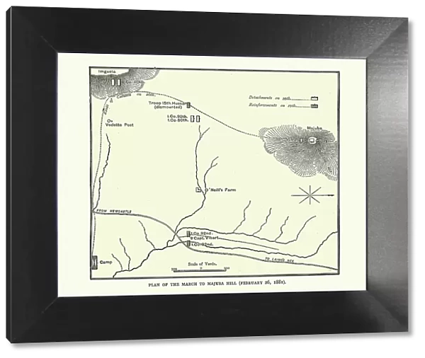 Plan of march to Majuba Hill, First Boer War