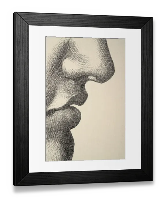 Framed Print : Vintage illustration Close up detail of the human face, nose, lips, smell, taste 19th Century