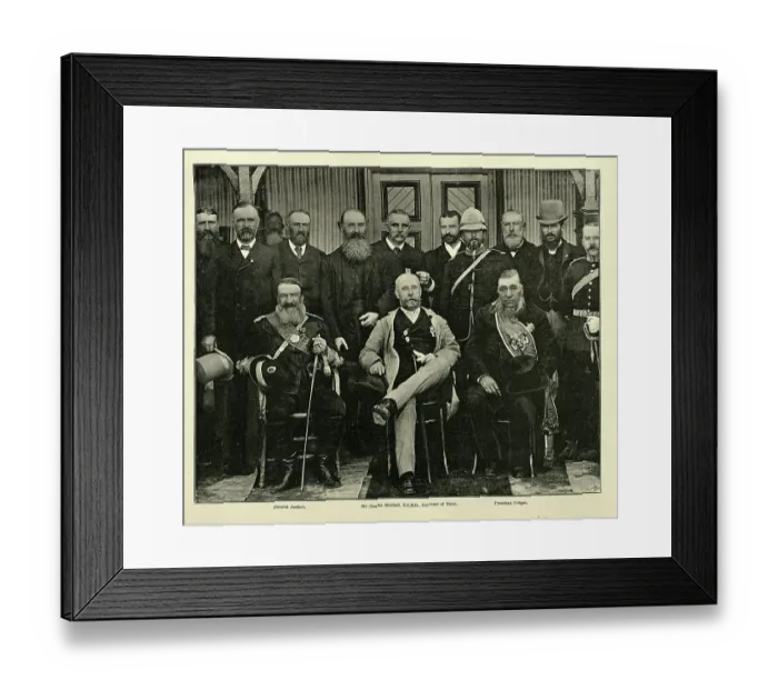 Framed Print : General Piet Joubert, Sir Charles Mitchell Governor of Natal, and President Paul Kruger, 1891 Framed Print : General Piet Joubert, Sir Charles Mitchell Governor of Natal, and President Paul Kruger, 1891