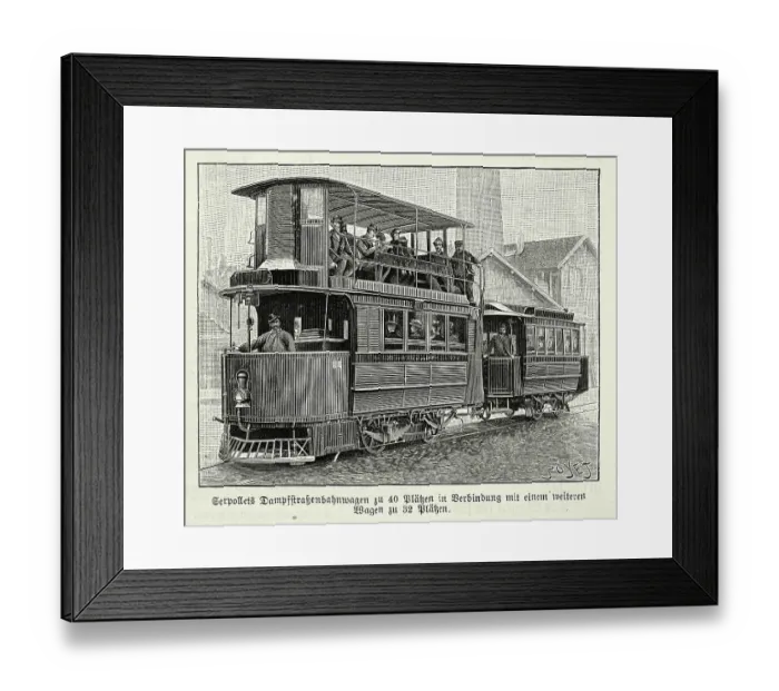 Framed Print : Leon Serpollet's steam powered tram wagon, Victorian French engineering, 1890s, 19th Century history transport Framed Print : Leon Serpollet's steam powered tram wagon, Victorian French engineering, 1890s, 19th Century history transport