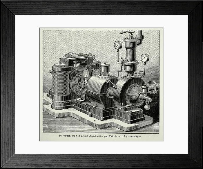 Framed Print : Gustaf de Laval steam turbine, Victorian Swedish engineering, 1890s, 19th Century history technology