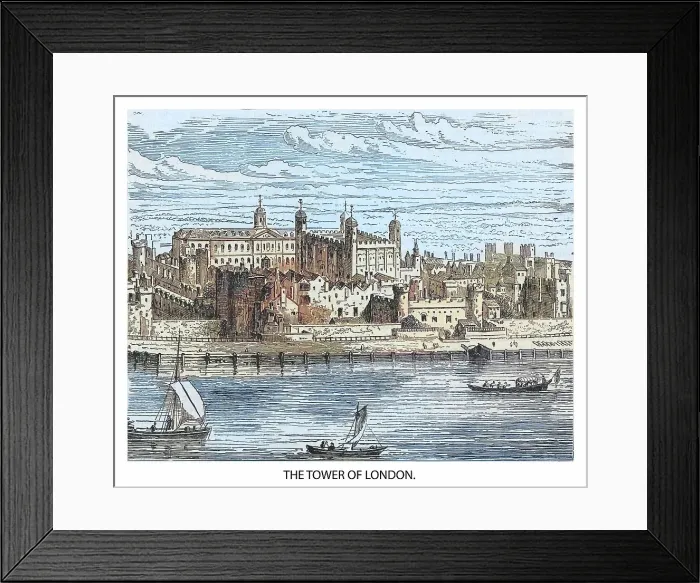 Framed Print : Old engraving illustration of Tower of London in London, England