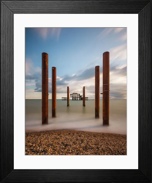 Framed Print : Remains of Brighton's West Pier destroyed by fire Framed Print : Remains of Brighton's West Pier destroyed by fire