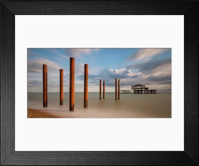 Framed Print : Remains of Brighton's West Pier destroyed by fire Framed Print : Remains of Brighton's West Pier destroyed by fire