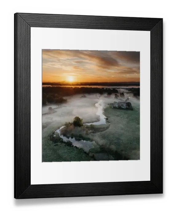 Framed Print : An aerial sunrise view Newark Abbey ruins, Surrey Framed Print : An aerial sunrise view Newark Abbey ruins, Surrey