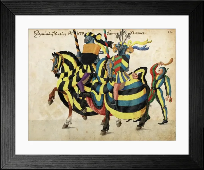 Framed Print : Knight on horseback in decorative armour at a jousting tournament, Album of tournaments and parades in Nuremberg, 1650, Bavaria, Germany, Historic, digitally restored reproduction from a 19th century original Framed Print : Knight on horseback in decorative armour at a jousting tournament, Album of tournaments and parades in Nuremberg, 1650, Bavaria, Germany, Historic, digitally restored reproduction from a 19th century original