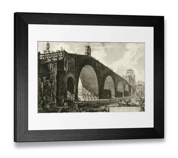 Framed Print : Ancient Rome, Ponte Molle sul Tevere, The Ponte Milvio, Molle Bridge or Mollo Bridge), a bridge in Rome over the Tiber River on the axis of the first urban section of the Via Flaminia, 1770, Italy, Historical, digitally restored reproduction from an Framed Print : Ancient Rome, Ponte Molle sul Tevere, The Ponte Milvio, Molle Bridge or Mollo Bridge), a bridge in Rome over the Tiber River on the axis of the first urban section of the Via Flaminia, 1770, Italy, Historical, digitally restored reproduction from an