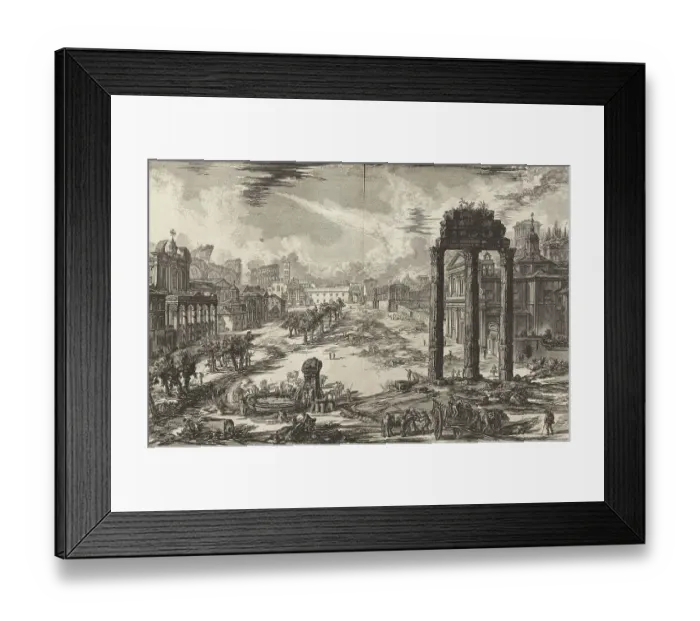 Framed Print : Ancient Rome, View of Campo Vaccino, the Roman Forum with the Temple of Castor and Pollux on the right, 1770, Italy, Historic, digitally restored reproduction from an original of the period Framed Print : Ancient Rome, View of Campo Vaccino, the Roman Forum with the Temple of Castor and Pollux on the right, 1770, Italy, Historic, digitally restored reproduction from an original of the period