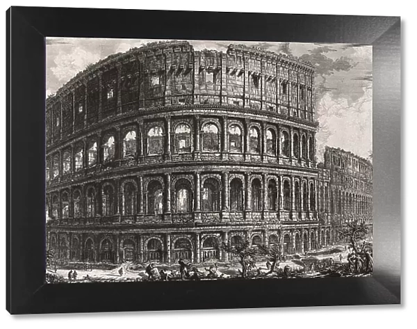 Ancient Rome, Anfiteatro Favio, detto il Colosseo, View of the Flavian Amphitheatre, called Colosseum, 1760, Italy, Historic, digitally restored reproduction from an original of the period