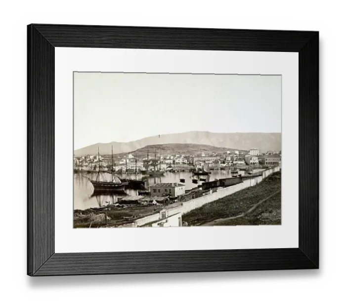 Framed Print : Port of Piraeus, ca 1875, Greece, Historic, digitally restored reproduction from a 19th century original
