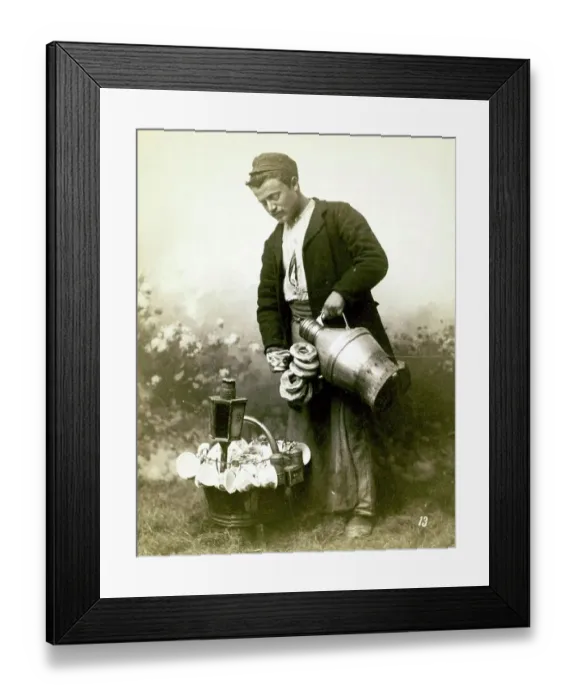 Framed Print : A man selling salapi, salep, sahlep, a sweet drink, 1890, Turkey, Historical, digitally restored reproduction from a 19th century original Framed Print : A man selling salapi, salep, sahlep, a sweet drink, 1890, Turkey, Historical, digitally restored reproduction from a 19th century original