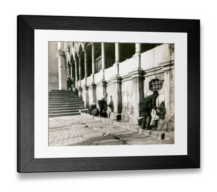 Framed Print : Muslims washing their hands and feet in front of entering a mosque in Stamboul, Constantinople, Istanbul, 1890, Turkey, Historical, digitally restored reproduction from a 19th century original