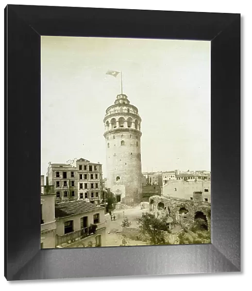 The Galata Tower in Constantinople, now Istanbul, 1889, Turkey, Historic, digitally restored reproduction from a 19th century original