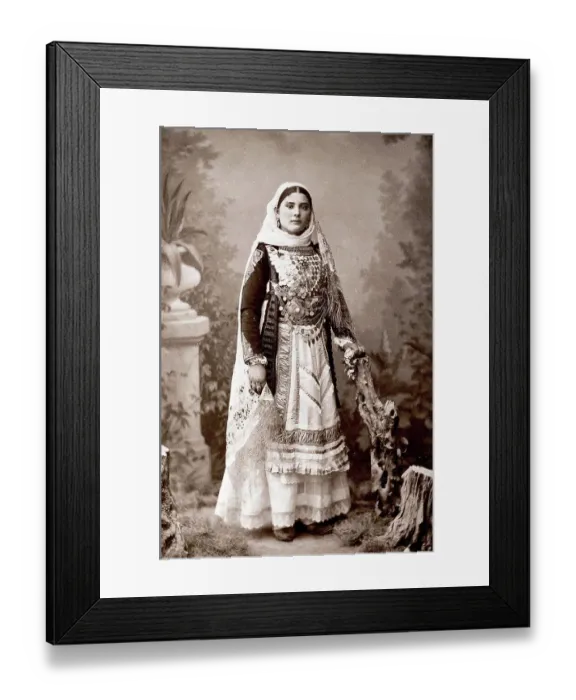 Framed Print : Gentlewoman from Athens in Sunday Dress, Traditional Costume, 1878, Greece, Historic, digitally restored reproduction from a 19th century original Framed Print : Gentlewoman from Athens in Sunday Dress, Traditional Costume, 1878, Greece, Historic, digitally restored reproduction from a 19th century original