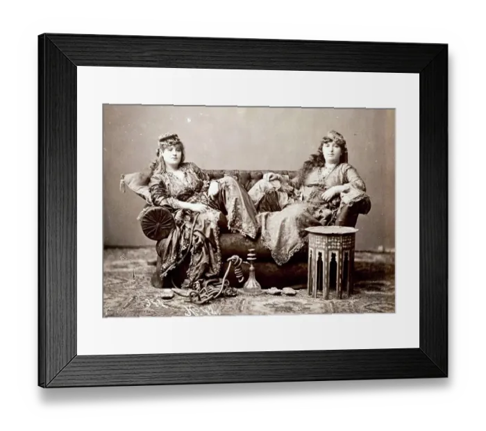 Framed Print : Two Women in Turkish Costume Sitting on a Sofa, 1870, Turkey, Historic, digitally restored reproduction from a 19th century original Framed Print : Two Women in Turkish Costume Sitting on a Sofa, 1870, Turkey, Historic, digitally restored reproduction from a 19th century original