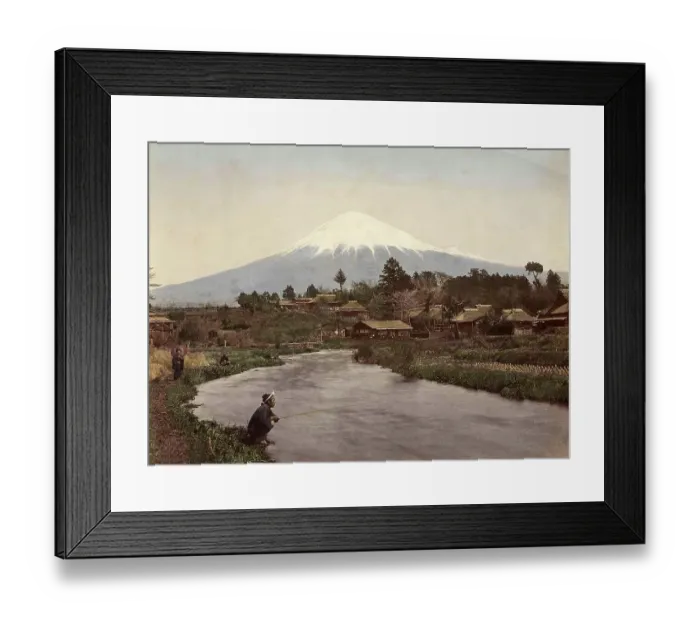 Framed Print : View of Mount Fuji from the village of Omiya, 1890, Japan, Historic, digitally restored reproduction from an original of the time Framed Print : View of Mount Fuji from the village of Omiya, 1890, Japan, Historic, digitally restored reproduction from an original of the time