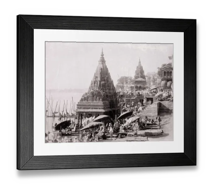 Framed Print : Benares, Temple of Tarhishwara or Fountain of Manikarankia, 1860, India, Historic, digitally restored reproduction from an original of the period Framed Print : Benares, Temple of Tarhishwara or Fountain of Manikarankia, 1860, India, Historic, digitally restored reproduction from an original of the period