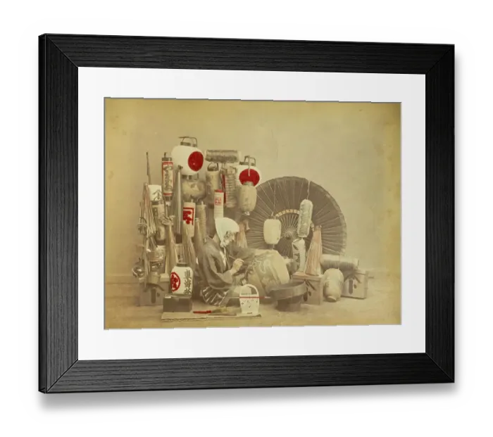 Framed Print : Manufacture of paper lanterns, c. 1870, Japan, Historic, digitally restored reproduction from an original of the period Framed Print : Manufacture of paper lanterns, c. 1870, Japan, Historic, digitally restored reproduction from an original of the period