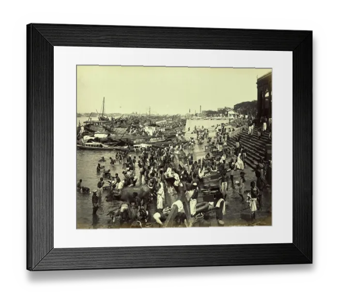 Framed Print : Harbour with many people at the Hoogly near Calcutta, river in the Indian state of West Bengal, 1887, India, Historic, digitally restored reproduction from an original of the time Framed Print : Harbour with many people at the Hoogly near Calcutta, river in the Indian state of West Bengal, 1887, India, Historic, digitally restored reproduction from an original of the time