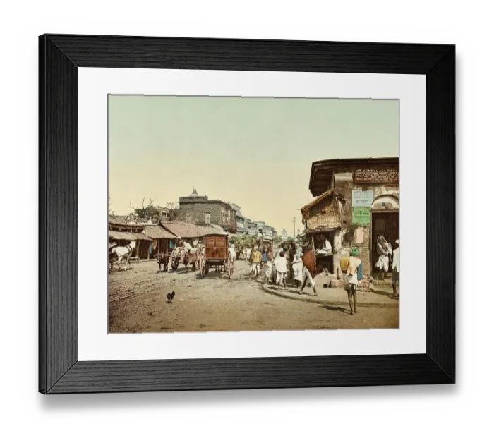 Framed Print : Street scene in Calcutta in the year 1895, India, Historic, digitally restored reproduction from an original of the time Framed Print : Street scene in Calcutta in the year 1895, India, Historic, digitally restored reproduction from an original of the time