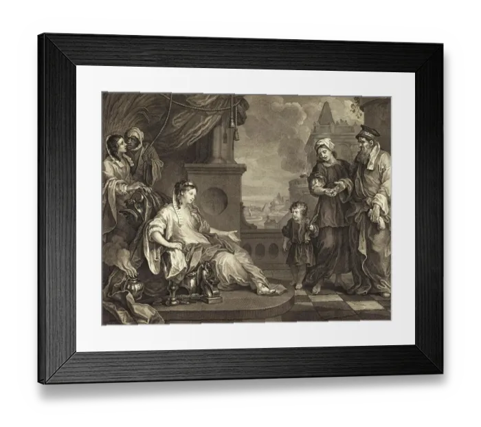 Framed Print : Story of the Prophet Moses, Moses is brought to Pharaoh's daughter, 1752, Ireland, Historical, digitally restored reproduction from an 18th or 19th century original Framed Print : Story of the Prophet Moses, Moses is brought to Pharaoh's daughter, 1752, Ireland, Historical, digitally restored reproduction from an 18th or 19th century original