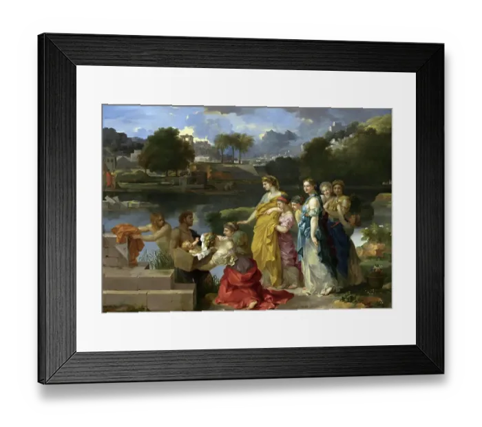 Framed Print : Story of the Prophet Moses, the Discovery of Moses as a Baby in a Basket on the River, Painting by Sebastian Bourdon, 1660, France, Historic, digitally restored reproduction from an 18th or 19th century original Framed Print : Story of the Prophet Moses, the Discovery of Moses as a Baby in a Basket on the River, Painting by Sebastian Bourdon, 1660, France, Historic, digitally restored reproduction from an 18th or 19th century original
