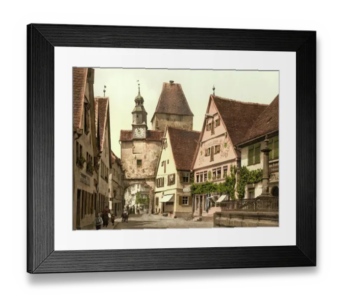Framed Print : Rothenburg ob der Tauber, Bavaria, Germany, Historic, digitally restored reproduction of a photochromic print from the 1890s Framed Print : Rothenburg ob der Tauber, Bavaria, Germany, Historic, digitally restored reproduction of a photochromic print from the 1890s