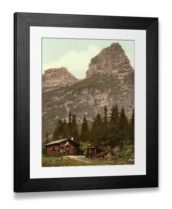 Framed Print : Angerhuette and Hockwanner, Hinterraintal, Upper Bavaria, Bavaria, Germany, Historic, digitally restored reproduction of a photochrome print from the 1890s Framed Print : Angerhuette and Hockwanner, Hinterraintal, Upper Bavaria, Bavaria, Germany, Historic, digitally restored reproduction of a photochrome print from the 1890s