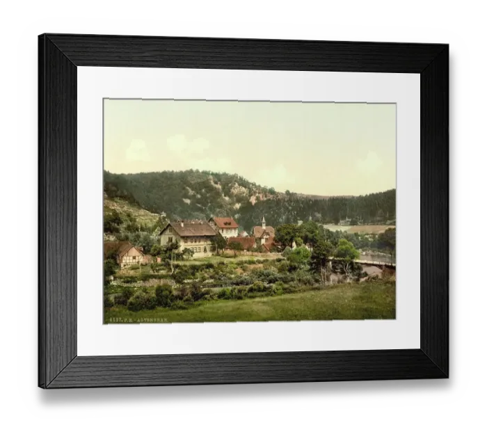 Framed Print : Altenbrak, district of the town of Thale in the Harz Mountains, Germany, Historic, digitally restored reproduction of a photochromic print from the 1890s Framed Print : Altenbrak, district of the town of Thale in the Harz Mountains, Germany, Historic, digitally restored reproduction of a photochromic print from the 1890s