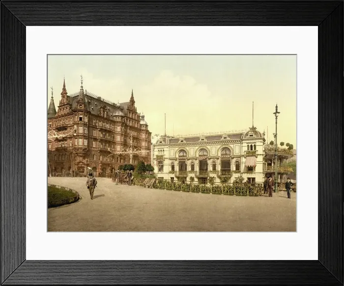 Framed Print : Alster Pavillion and Hotel Hamburg in Hamburg, Germany, Historic, digitally restored reproduction of a photochrome print from the 1890s Framed Print : Alster Pavillion and Hotel Hamburg in Hamburg, Germany, Historic, digitally restored reproduction of a photochrome print from the 1890s
