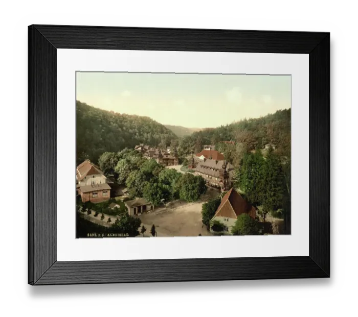 Framed Print : Alexisbad near Harzgerode in the Harz Mountains, Germany, Historic, digitally restored reproduction of a photochromic print from the 1890s Framed Print : Alexisbad near Harzgerode in the Harz Mountains, Germany, Historic, digitally restored reproduction of a photochromic print from the 1890s