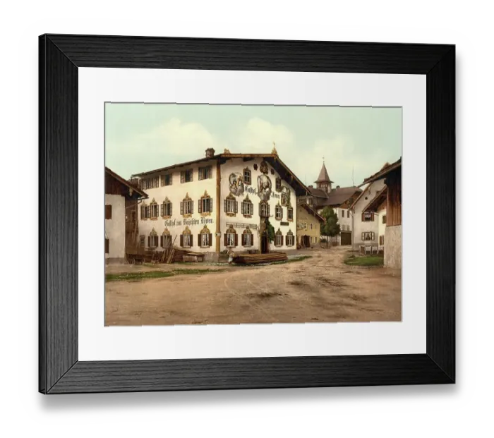 Framed Print : Street in Oberammergau, Bavaria, Germany, Historic, digitally restored reproduction of a photochromic print from the 1890s Framed Print : Street in Oberammergau, Bavaria, Germany, Historic, digitally restored reproduction of a photochromic print from the 1890s