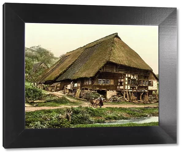 Farmhouse in the Black Forest, Baden-Wuerttemberg, Germany, Historic, digitally restored reproduction of a photochrome print from the 1890s