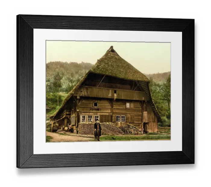 Framed Print : Farmhouse in the Black Forest, Baden-Wuerttemberg, Germany, Historic, digitally restored reproduction of a photochrome print from the 1890s