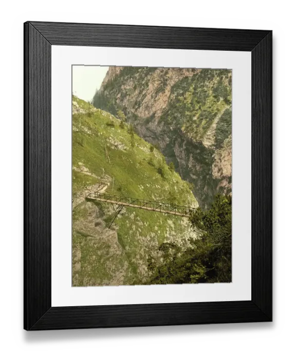 Framed Print : Bridge in the Hoellentalklamm gorge in Upper Bavaria, Bavaria, Germany, Historic, digitally restored reproduction of a photochromic print from the 1890s Framed Print : Bridge in the Hoellentalklamm gorge in Upper Bavaria, Bavaria, Germany, Historic, digitally restored reproduction of a photochromic print from the 1890s