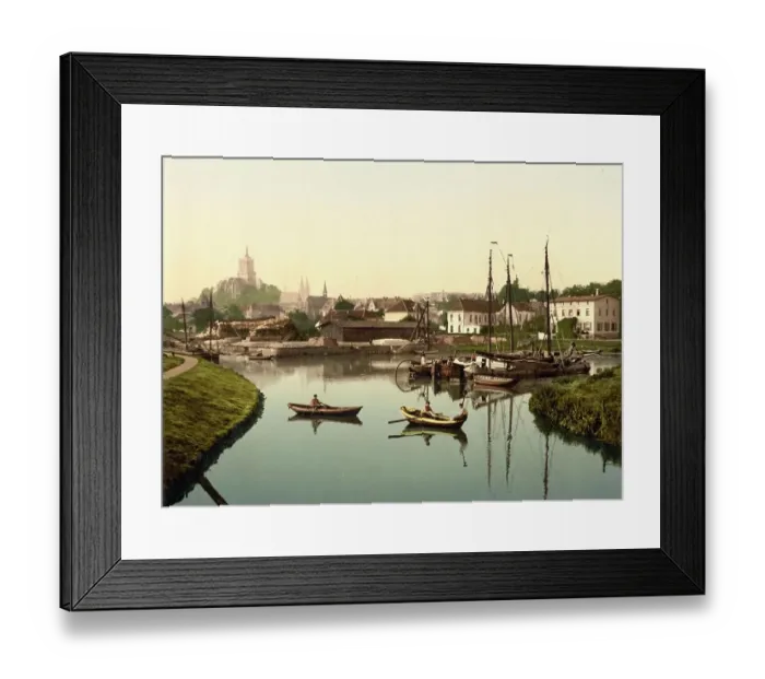 Framed Print : City and harbour of Kleve, North Rhine-Westphalia, Germany, Historic, digitally restored reproduction of a photochromic print from the 1890s Framed Print : City and harbour of Kleve, North Rhine-Westphalia, Germany, Historic, digitally restored reproduction of a photochromic print from the 1890s
