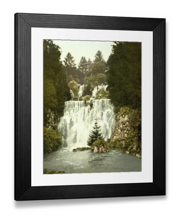 Framed Print : The new waterfall at Wilhelmshoehe in Kassel, Hesse, Germany, Historic, digitally restored reproduction of a photochrome print from the 1890s Framed Print : The new waterfall at Wilhelmshoehe in Kassel, Hesse, Germany, Historic, digitally restored reproduction of a photochrome print from the 1890s