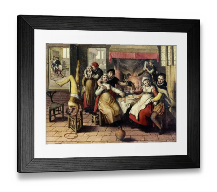 Framed Print : Prostitution, brothel, painting by Joachim Beuckelaer, c. 1550, Belgium, Historic, digitally restored reproduction from a 19th century original